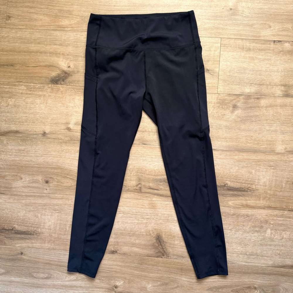 Swissbrand Black High‎ Waisted Athletic Leggings with Side Pockets Size XL